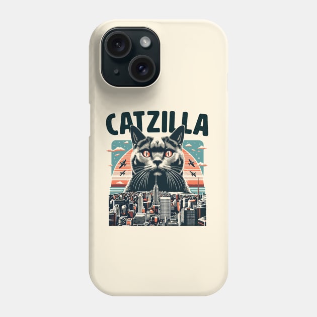Catzilla Funny Cat Kitten Design Phone Case by rhazi mode plagget