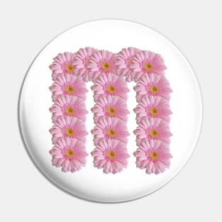 Letter m Pink Gerbera Daisy Pin