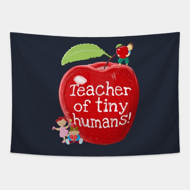 Teacher Of Tiny Humans Shiny Apple Tapestry by brodyquixote