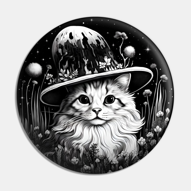 Surrealistic cat in the hat Pin by beangeerie