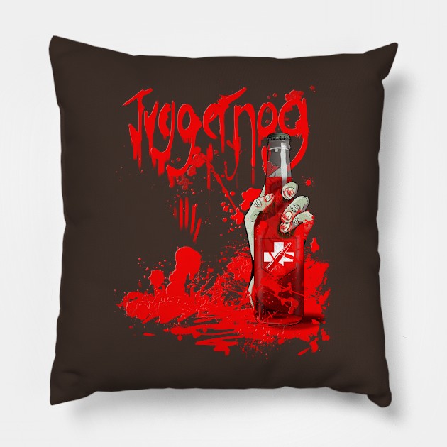 Zombie Hand Bloodied Juggernog on Brown Pillow by LANStudios