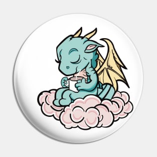 Baby Dragon Drinking Coffee Pin