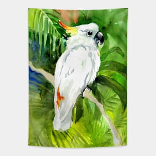 White Cockatoo in the Jungle Tapestry