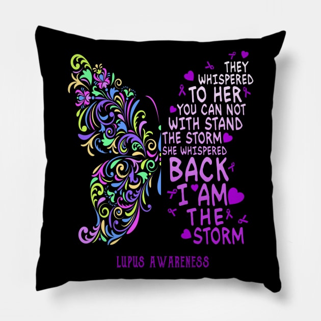 lupus butterfly i am the storm Pillow by TeesCircle