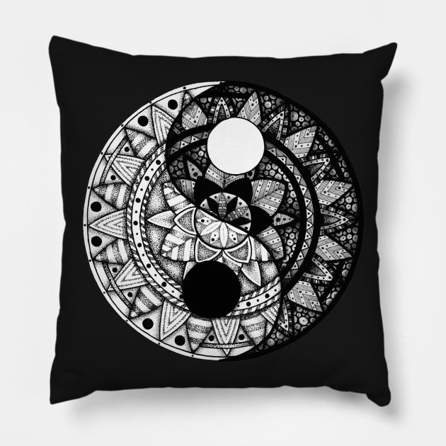 Yin Yang Mandala Pillow by Litedawn