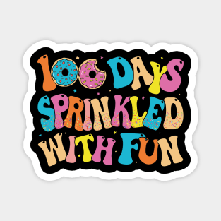 Womens 100 Days Sprinkled With Fun Donut Groovy 100 Days Of School Magnet