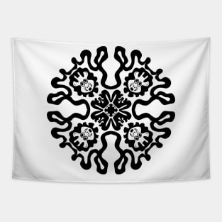 Trippy mandala pattern cow heads Tapestry