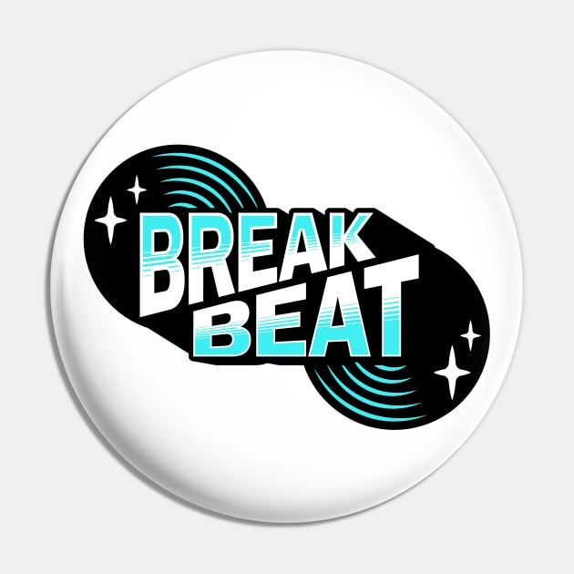 Breakbeat  - Retro Vinyl (Blue) Pin by DISCOTHREADZ 