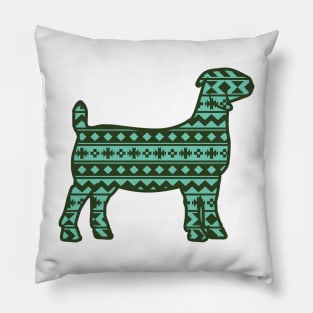 Show Boer Goat with Green Southwest Aztec Pattern Pillow