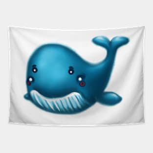 Cute Blue Whale Drawing Tapestry