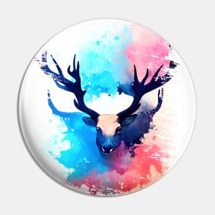 Stag Deer Wild Nature Animal Colors Art Painting Pin