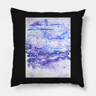 Snowy Winter Clouds Watercolor Pillow