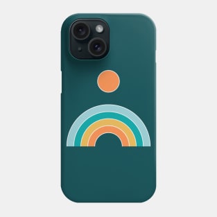 Retro geometric rainbow - teal and orange Phone Case