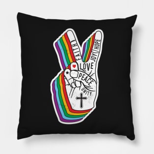 Peace sign rainbow, peace, rainbow, peace sign, love, hippie for anti war Pillow