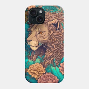 Lion and Flowers Phone Case