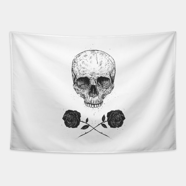 Skull N' Roses Tapestry by soltib