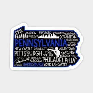 Harrisburg Pennsylvania cute map, Erie, Bethlehem, Scranton, Lancaster, Levittown, Magnet