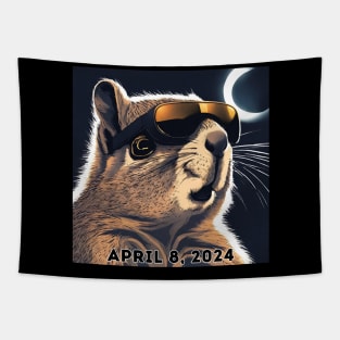 2024 Total Solar Eclipse Watching Squirrel April 8 Tapestry