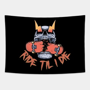 Ride Til I Die Halloween, Skateboard Halloween, Skeleton Halloween, Skate Skeleton, Skateboarding Gift Tapestry