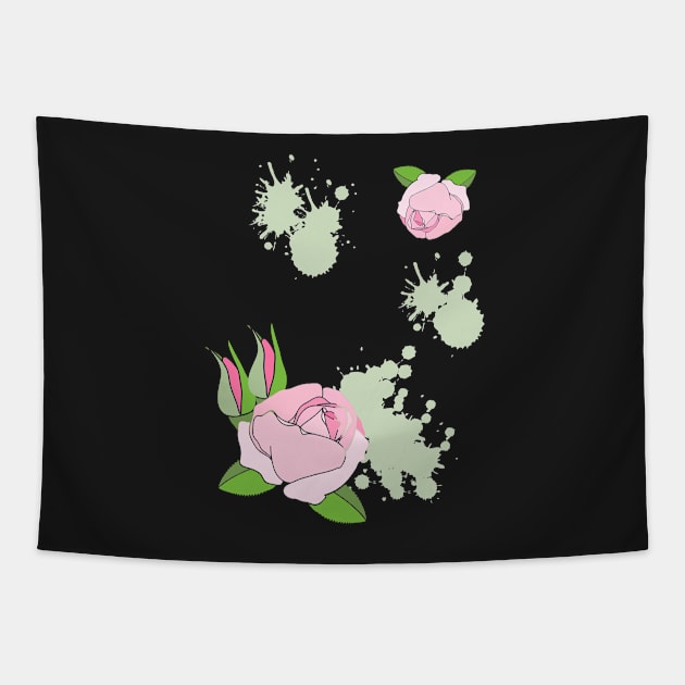 Pretty painted roses in pink Tapestry by hereswendy