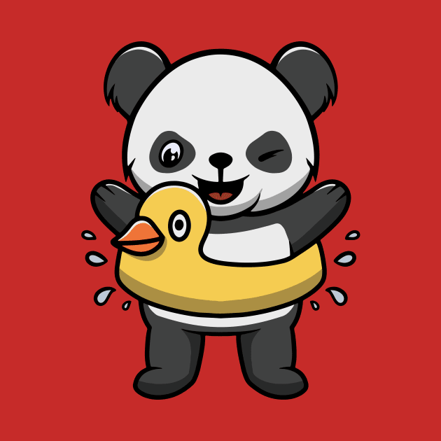 Cute Panda wearing duck float by Cubbone