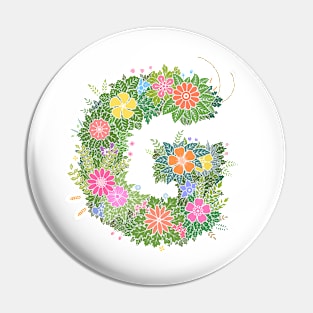 "G" Floral Letter Monogram Pin