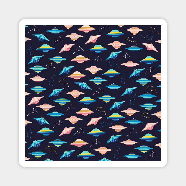 Cute Flying Saucer Pattern Magnet by kapotka