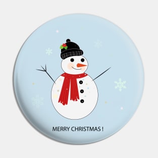 Snow man with snow flake Pin