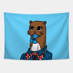 office otter, cute otter art. Tapestry