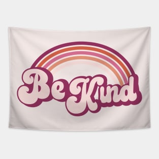 Pink Retro Rainbow - Be Kind Tapestry