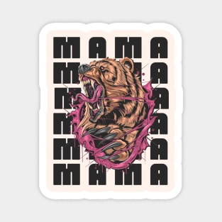 Mama Grizzly Bear Graphic Art Illustration Magnet