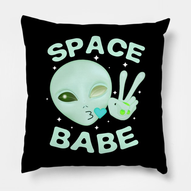 Space Babe - Green Pillow by lulubee