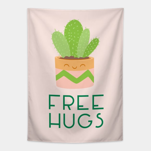 Free Hugs Cute Cactus House Plant Tapestry by sentinelsupplyco