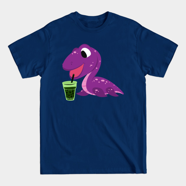 Disover Cute Purple Baby Dino With Green Boba Tea - Dino Boba - T-Shirt