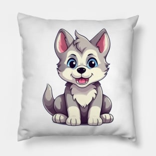 Cute Cartoon Husky Puppy Dog Pillow