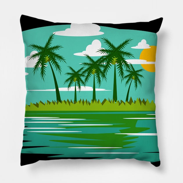 Nature Lover Palm Trees Island Pillow by c1337s