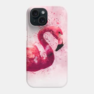 Dramabite Watercolor flamingo artistic painting pink Phone Case