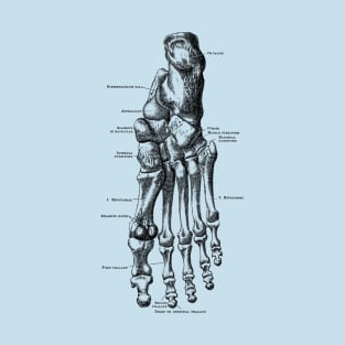 Left Foot Skeletal Diagram - Vintage Anatomy T-Shirt