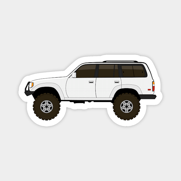 fj80 Land Cruiser white Magnet by -oddlyeven-