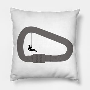 Simple Black Rappelling Carabiner Silhouette Pillow