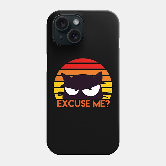 Excuse Me? Funny Retro Vintage Sunset Cat Lovers Phone Case by Grove Designs