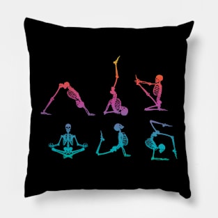 Funny Skeleton Yoga Poses Colorful Skeleton Fitness Pillow