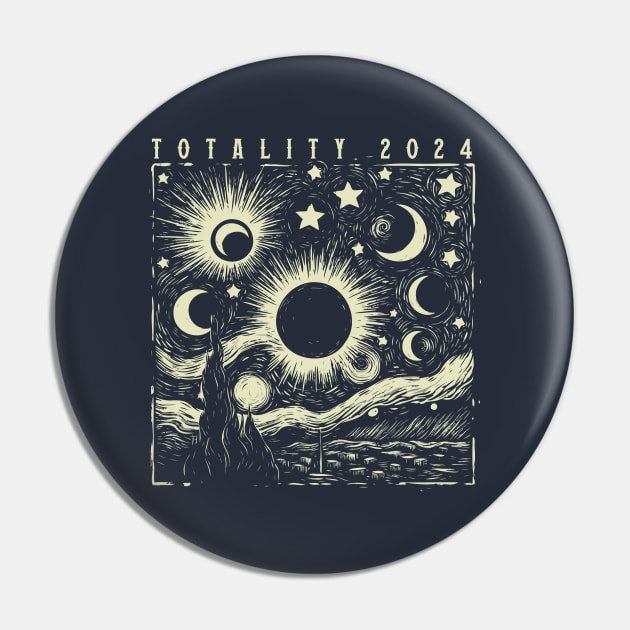 Totality 2024 // Vintage Astronomy Gift Solar Eclipse Pin by Trendsdk