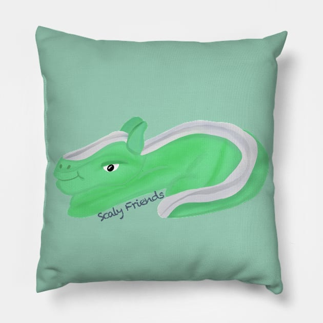 Glen the green Dino - The Scaly Friend's Collection Artwort By TheBlinkinBean Pillow by TheBlinkinBean