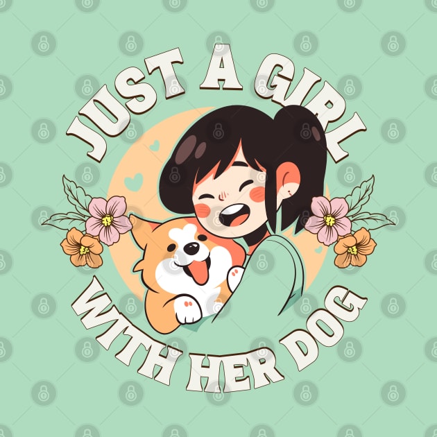 Just a Girl with her dog Corgi illustration II by Sara-Design2