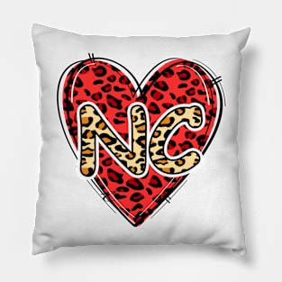 Love NORTH CAROLINA Leopard Heart NC Pillow