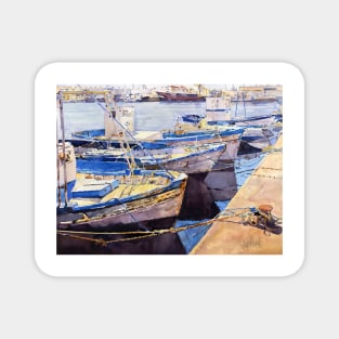 Boats In The Fishing Port, Almeria Magnet