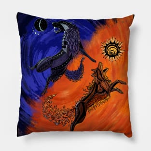 Hati & Skoll Redux (full color) Pillow