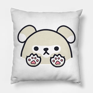 cute kawaii light grey dog Pillow