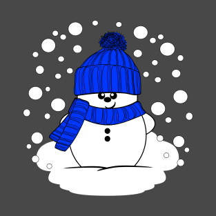 Cheeky Christmas Snowman with Royal Blue Hat and Scarf T-Shirt